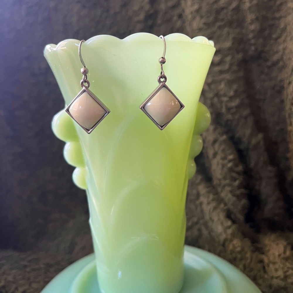 Elegant Silver and Mint Green Dangle Earrings